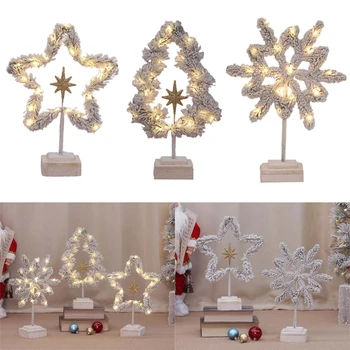 Pelyhesítő karácsonyfa hópehely LED világítással Asztali dekoráció Ünnepi parti étkezőasztal dekoráció 2024 újévi ajándék