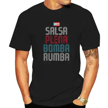 Puerto Rico zászló Music Plee Salsa Plena Bomba Rumba póló Pamut Felsőre nyomtatva Póló akciós férfi felső pólók Fitness szűk