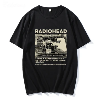 Radiohead póló férfi vintage klasszikus pólók Észak-Amerika turné Rock Boy Camisetas Hombre Hip Hop Unisex 100% pamut túlméretezett felsők