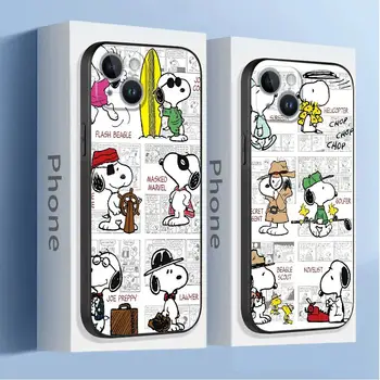Rajzfilm aranyos S-Snoopys tok tok Apple iPhone 15 14 13 12 11 XS Mini Pro Max 8 7 6S 6 XR X Plus fekete puha