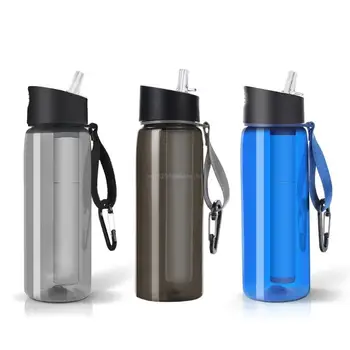 Sport vizes italpalack szűrővel és szívószállal, 650ml 0.01Micron újrafelhasználható kültéri vizes palack utazáshoz, kempinghez, túrázáshoz GXMF