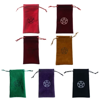 Tarots tároló táska pentagrammok bársony táska Boszorkány oltár jóslás társasjáték kártyák Táska húzózsinór csomag