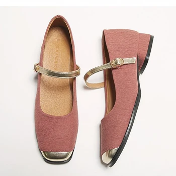 Tavasz Új középsarkú cipő Marie Janes cipők - nők 2024 sekély Lolita cipő designer szögletes lábujj elegáns alkalmi ruha Zapatos Mujer