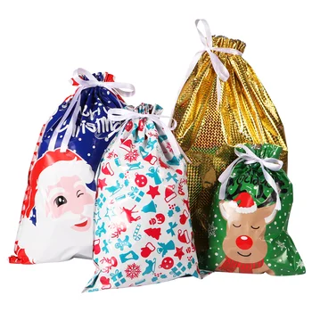 Tinksky karácsonyi húzózsinóros ajándéktáskák Válogatott stílusok Ajándékcsomagolás Karácsonyi ajándéktáskák karácsonyi parti esküvőkre