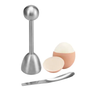  Tojás teteje, Tojásvágó, Tojáskeksz kemény és puha főtt tojáshoz, Tojásvágó teteje kanállal, rozsdamentes acél konyhai eszközök
