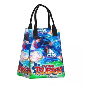 Tsubasa kapitány szigetelt uzsonnás táska Japán labdarúgó anime manga Megnyugtatható hőhűtő Bento doboz Ételtároló táskák