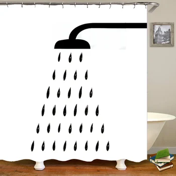 Vicces vízcseppek zuhanyfejből Fürdőszoba függöny újdonság vízálló vízcsepp zuhanyfüggönyök fürdőkádhoz Humor dekoráció 180