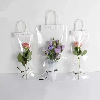 Virág csomagolódoboz átlátszó PVC virágcsokor zsákolás Virágüzlet dekoráció Hosszú táskás átlátszó táska Kollokációs csomagolózsák