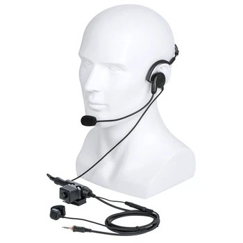 Walkie Talkie 7,1 mm-es csontvezetéses headset fülhallgató mikrofon ujjmikrofonnal és U94 PTT adapterrel Yaesu Vertexhez