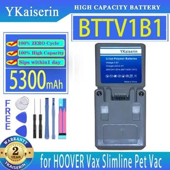  YKaiserin akkumulátor BTTV1B1 5300mAh a HOOVER Vax Slimline Pet Vac számára Új kézi porszívó Bateria