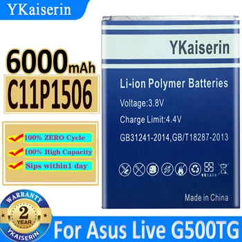 YKaiserin ASUS 6000mAh C11P1506 akkumulátorhoz ASUS Live G500TG ZC500TG Z00VD esetén ZenFone Go 5,5 hüvelykes telefon Batterij + Track NO