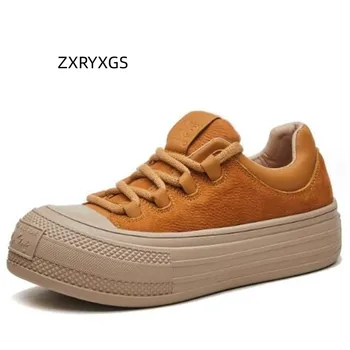 ZXRYXGS Forró eladás 2023 ősz Fűzős valódi bőr tornacipők Platform magasító cipők Nő Új temperamentum Trend cipők