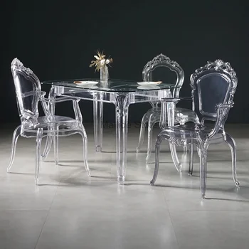 Átlátszó egyszerű étkezőszékek Kreatív konyhabútor Háztartási akril kristály étkezőszék Tervező palota stílusú szék