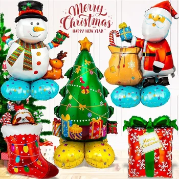 Új nagy karácsonyi lufik álló Mikulás karácsonyfa Hóember felfújható fólia Léggömb Újévi parti dekorációs kellékek