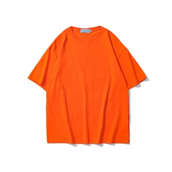 Új pamut rövid ujjú nagykereskedelmi sokoldalú divat laza kerek nyak nyomtathat logó üres egyszínű póló