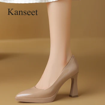 Kanseet elegáns pumpák hölgynek 2024 tavaszi divat valódi bőr női cipő party ruha irodai magassarkú kézzel készített lábbeli 40